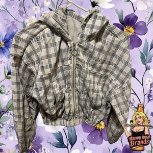 Windsor Plaid Corduroy Hooded Bomber Jacket Size Small Pre Owned